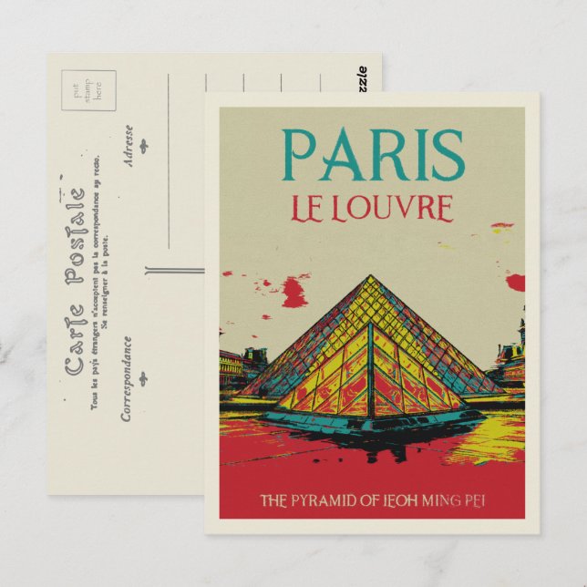 Postal Pirámide francesa de París del Louvre (Anverso / Reverso)
