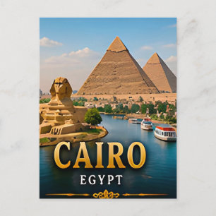 Postal Pirámides de El Cairo y esplendor eterno del Nilo