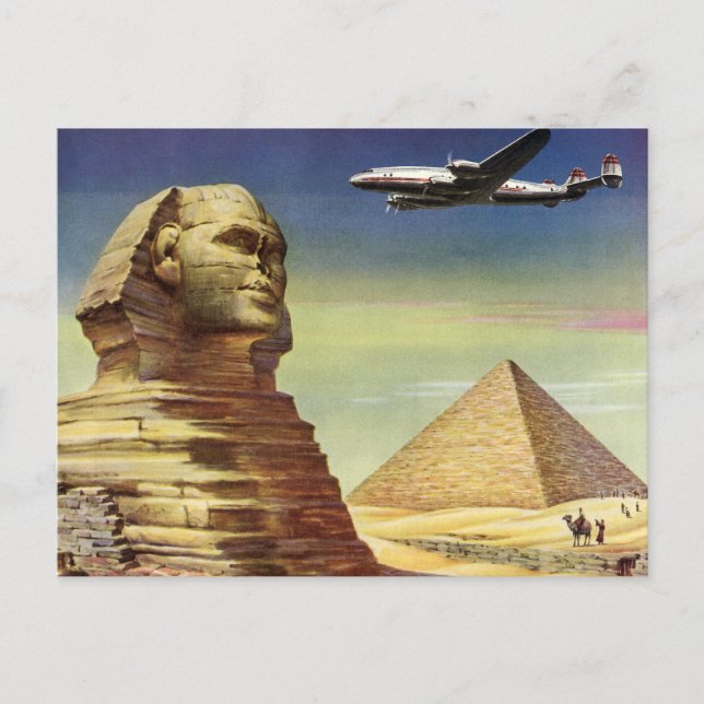 Postal Pirámides de época, la gran esfinge de Giza, Egipt (Anverso)