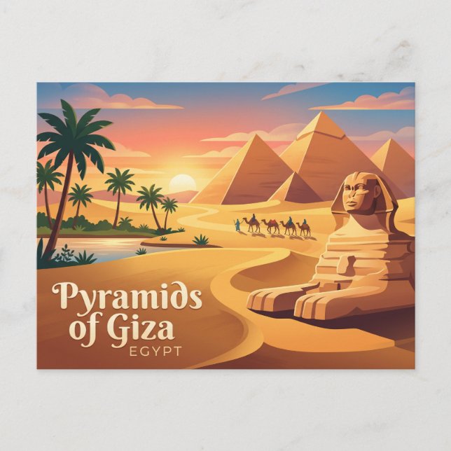 Postal Pirámides de Giza y Gran Esfinge Egipto (Anverso)