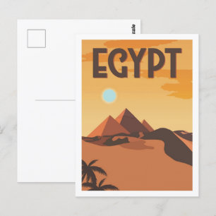 Postal Pirámides Egipto Famoso Ilustracion de viaje