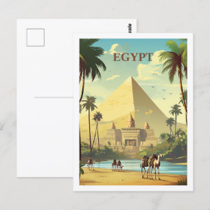 Postal Pirámides Egipto Famoso lugar de viaje vintage