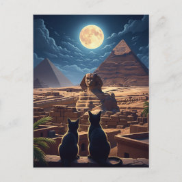 Postal Pirámides esfinges de Egipto de gatos de Giza
