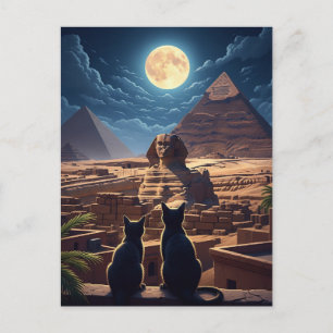 Postal Pirámides esfinges de Egipto de gatos de Giza