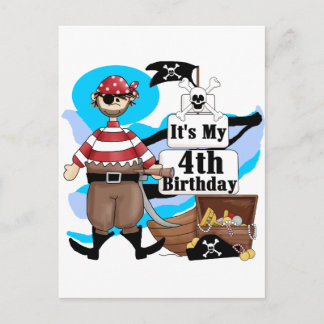 Postal Pirata 4.º cumpleaños camisetas y regalos