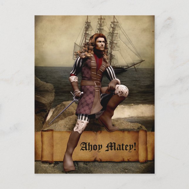Postal Pirata - Ahoy Matey - Personalizable Postcard (Anverso)