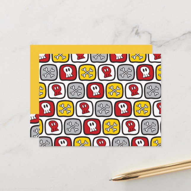 Postal Pirata de dibujos animados / Calaveras y huesos Di (Anverso/Reverso In Situ)