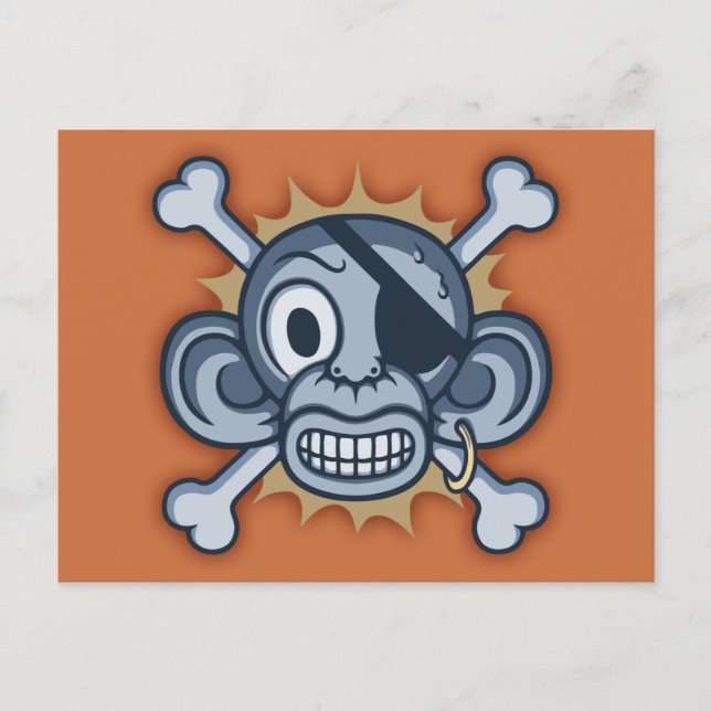 Postal Pirata de mono azul (Anverso)