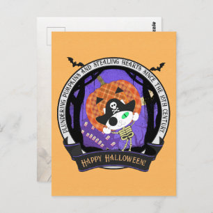 Postal Pirata skeleton cat