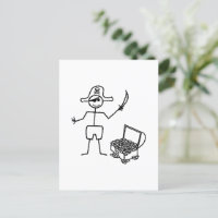 Pirata Stickman con el tesoro del pecho