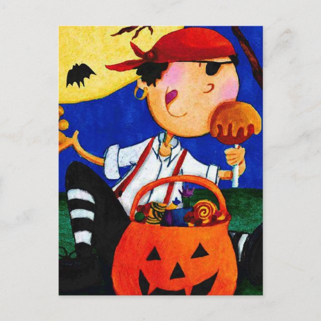 Postal pirata y calabaza (Anverso)