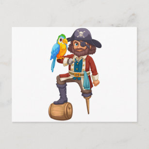 Postal Pirata y loro