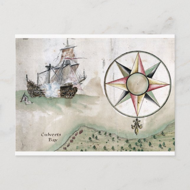 Postal Piratas atacan a la Marina Real frente a la costa  (Anverso)