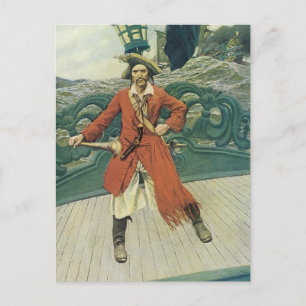 Postal Piratas de época, capitán Keitt por Howard Pyle