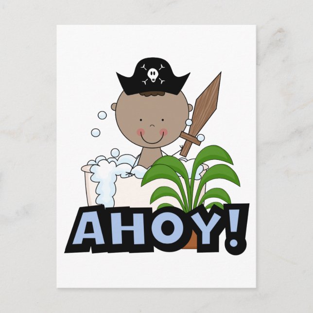 Postal Piratas de la bañera - Niño afroamericano (Anverso)