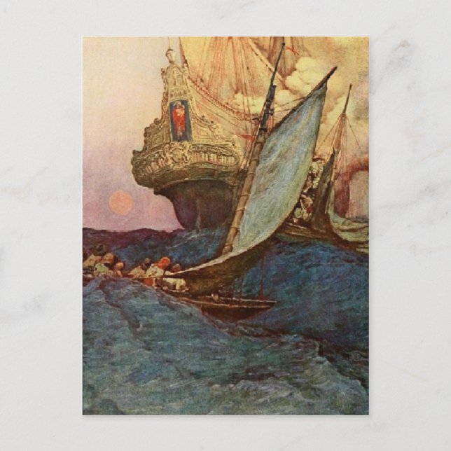 Postal Piratas en el mar (Anverso)