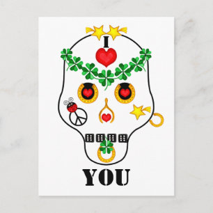 Postal ¡Piratas! Me encanta...Calavera para personalizar