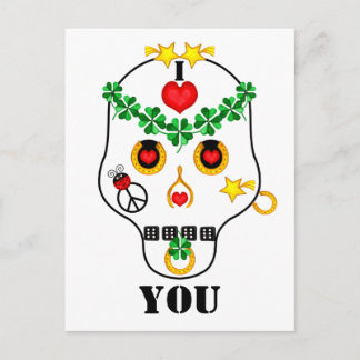 Postal ¡Piratas! Me encanta...Calavera para personalizar