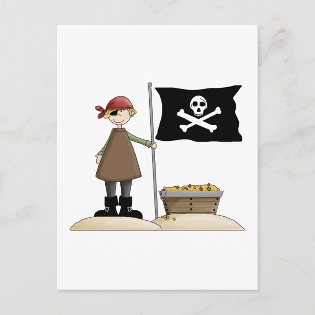 Postal Piratas: Piratas, banderas y tesoros (Anverso)