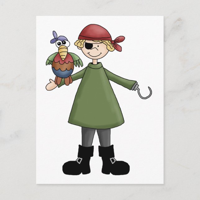 Postal Piratas: Piratas y loro (Anverso)