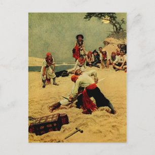 Postal Piratas que luchan para ser capitanes