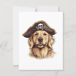 Postal Pirate Golden Retriever Dog Skull