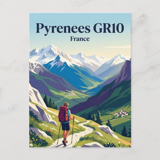 Postal Pirineos GR10 Francia (Anverso)