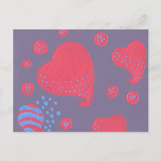 Postal piruleta atacada por corazones (Anverso)
