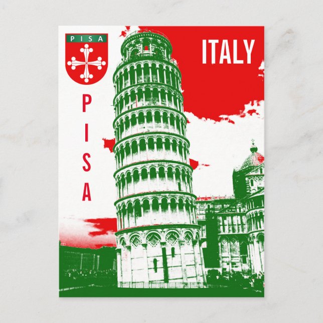 Postal Pisa, Italia - La Torre Inclinada (Anverso)