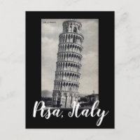 Pisa Italia Postcard, Vintage italiano Black & Whi
