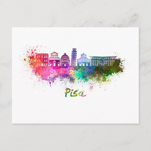 Postal Pisa skyline in watercolor (Anverso)