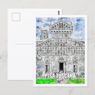 Postal Pisa Toscana Italia Famoso lugar de viaje acuarela