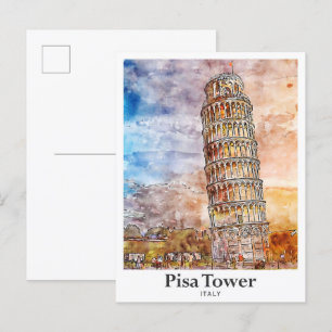 Postal Pisa Tower Italia Trayectoria de la mano acuática