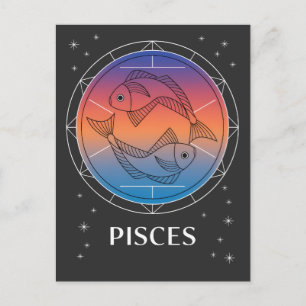 Postal Pisces Dreams Colorful Celestial Pisces Zodiac