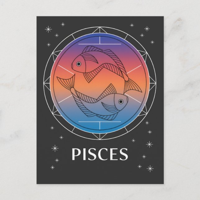 Postal Pisces Dreams Colorful Celestial Pisces Zodiac (Anverso)