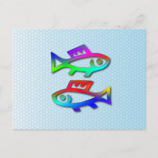 Postal Pisces Estrella Zodiac Signo Arcoiris