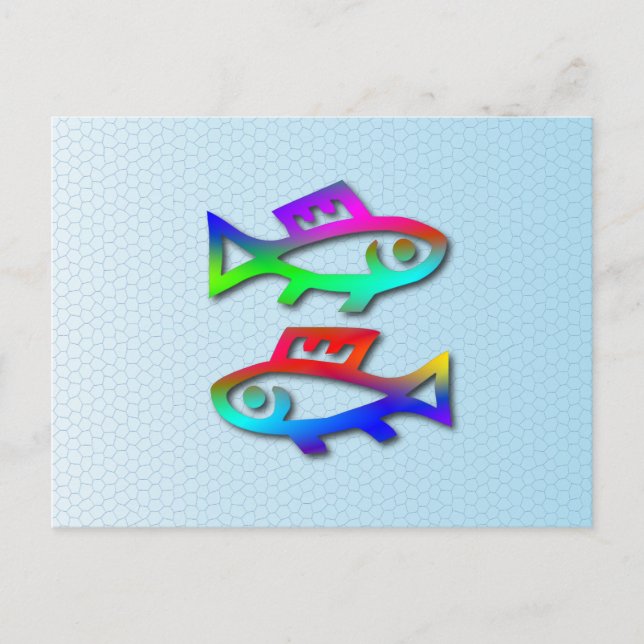 Postal Pisces Estrella Zodiac Signo Arcoiris (Anverso)
