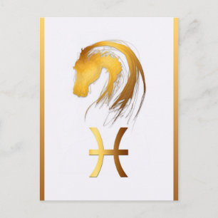Postal Pisces Horse Birthday Astrlogy Postcard Vertical