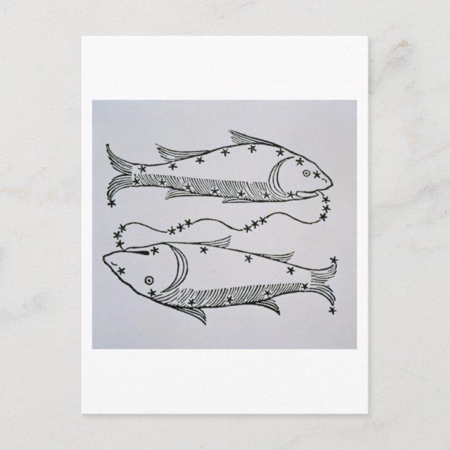 Postal Pisces (los peces) un ilustracion del 'Poeta' (Anverso)