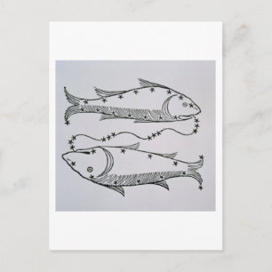 Postal Pisces (los peces) un ilustracion del 'Poeta'