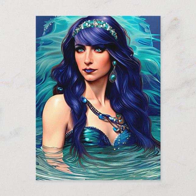 Postal Pisces Mermaid Queen Original Fantasy art (Anverso)