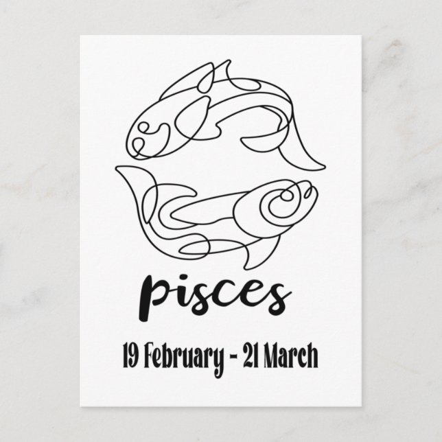 Postal Pisces, signo zodiaco (Anverso)