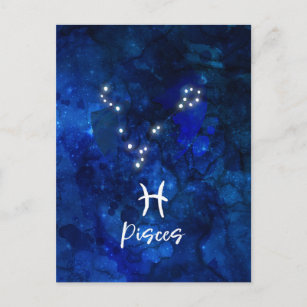 Postal Pisces Zodiac Constellation Blue Galaxy Celestail