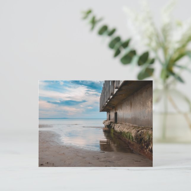 Postal Piscina al atardecer (Anverso de pie)