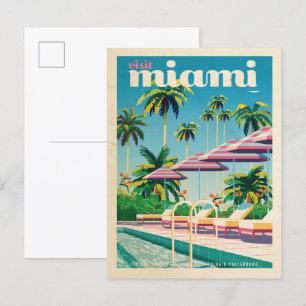 Postal piscina de Miami vintage retro