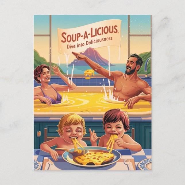 Postal Piscina de queso surrealista (Anverso)