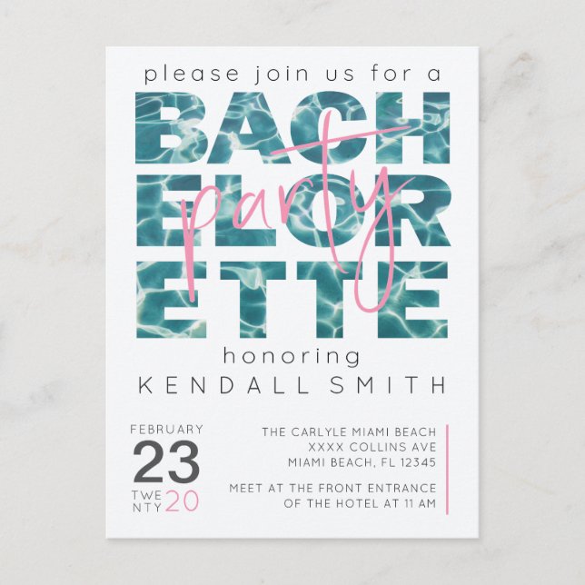 Postal Piscina divertida y fiesta de soltera temática tro (Anverso)