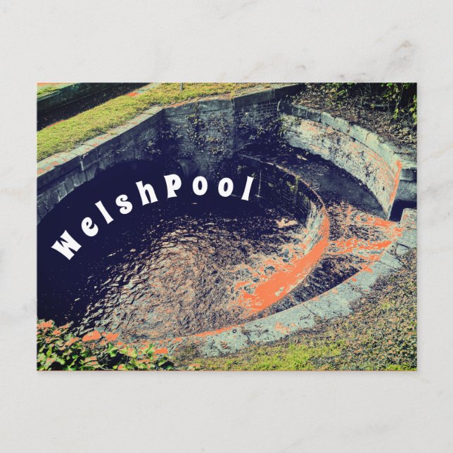 Postal Piscina Naranja en fotografía Welshpool (Anverso)