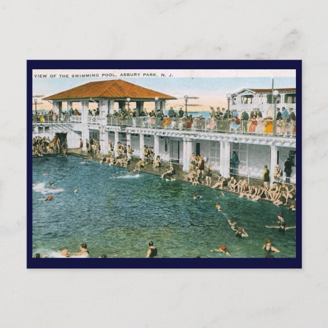 Postal Piscina, Parque Asbury, NJ Vintage (Anverso)