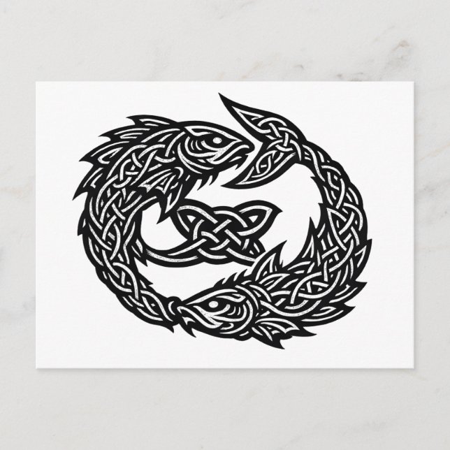 Postal Piscis Sigilo Celta de Doble Corriente | BurnsInHe (Anverso)